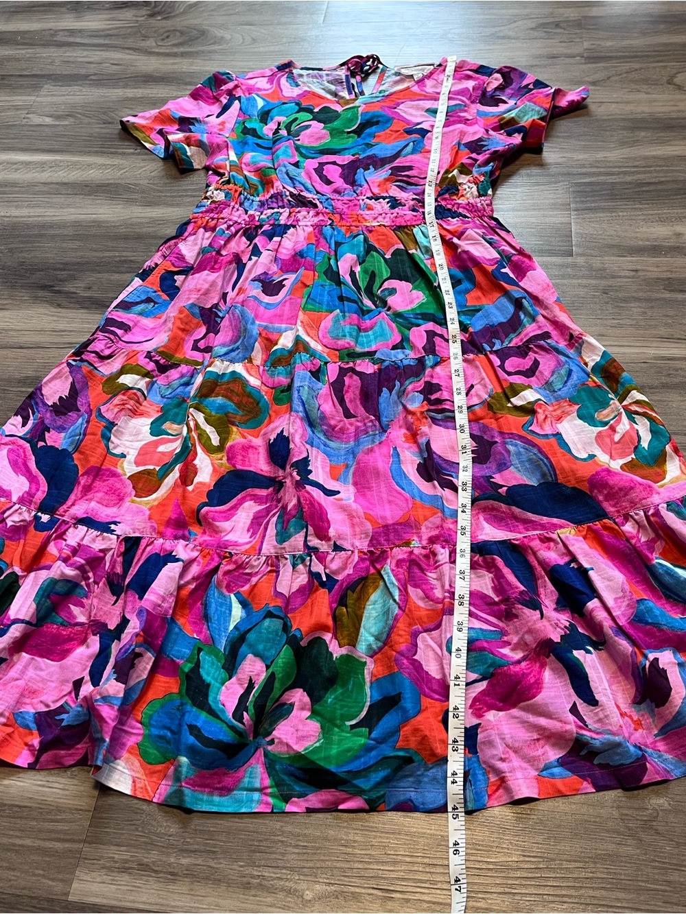 NWOT Johnny Was “Ambre” Smocked Tiered Floral Pink Multicolor Midi Dress Size S - Picture 8 of 12